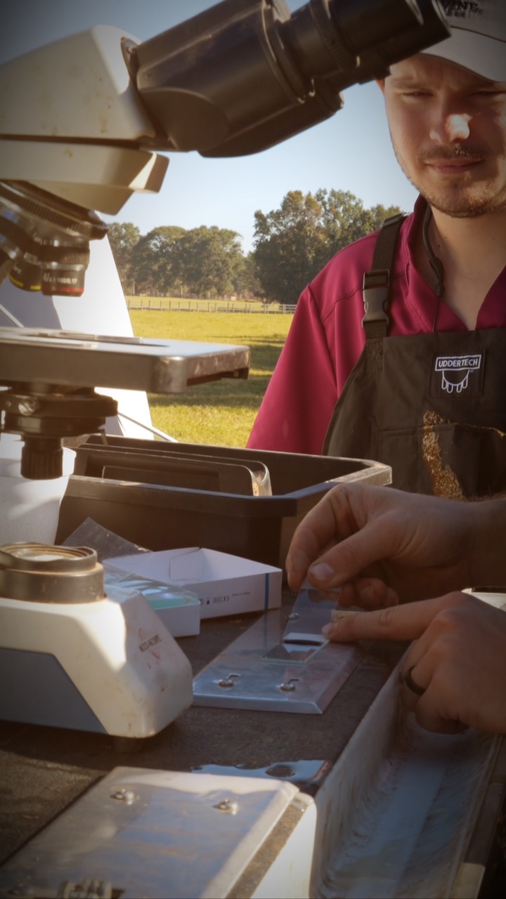 Technician at the microscope